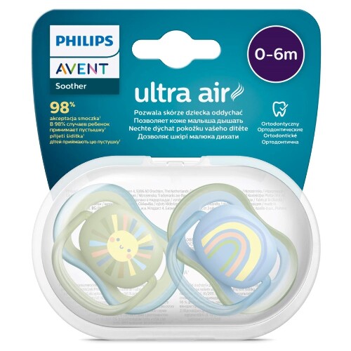 Avent соска-пустышка силиконовая ultra air 0-6 мес 2 шт. scf085/58