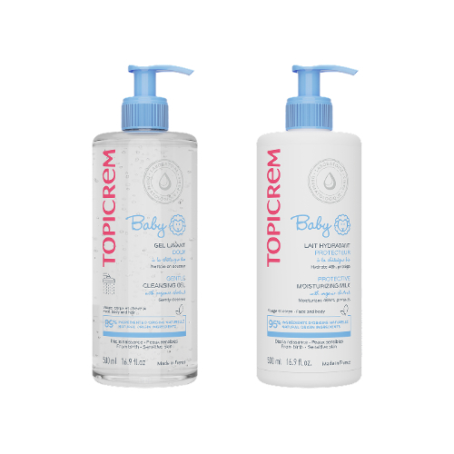 Набор Топикрем Baby молочко защитное увлажняющее 500мл + Топикрем Baby гель нежный очищающий 500мл со скидкой