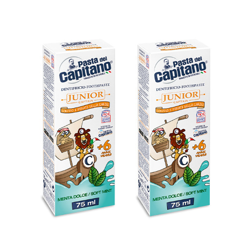 НАБОР PASTA DEL CAPITANO ЗУБНАЯ ПАСТА ДЕТСКАЯ JUNIOR SOFT MINT 6+ /МЯГКАЯ МЯТА 75МЛ 2 уп. - по выгодной цене!