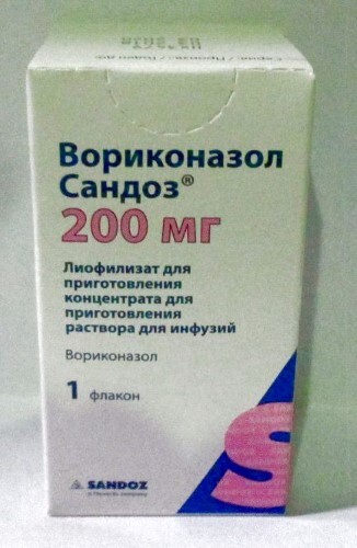 Вориконазол сандоз 200 мг 1 шт. флакон лиофилизат для приготовления концентрата