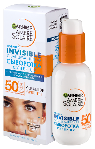 Garnier ambre solaire сыворотка солнцезащитная invisible супер uv spf50+ 30 мл