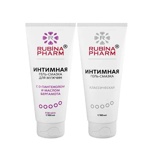 Набор из 2х интимных гель-смазок Rubinapharm со скидкой: для мужчин + классическая