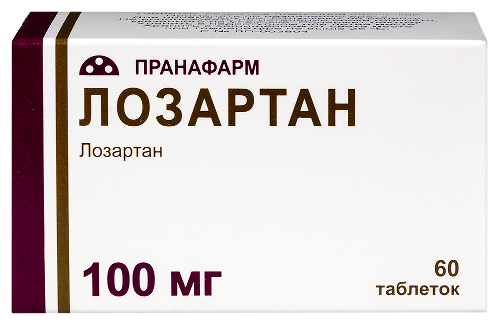 Лозартан 100 мг 60 шт. таблетки, покрытые пленочной оболочкой