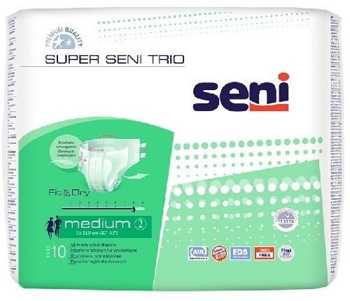Купить Seni super trio подгузники для взрослых размер medium обхват талии 75-110 10 шт. цена