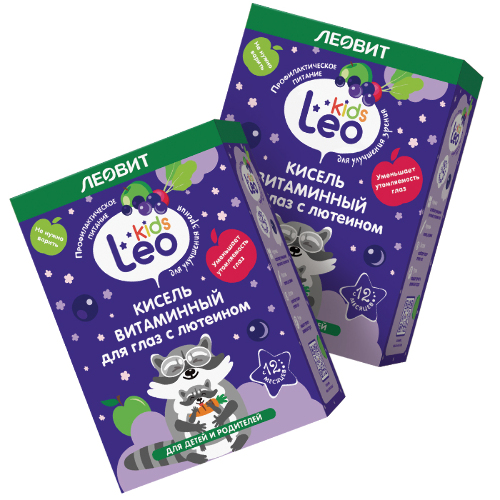 Набор из 2х уп. ЛЕОВИТ LEO KIDS кисель детский с лютеином для глаз