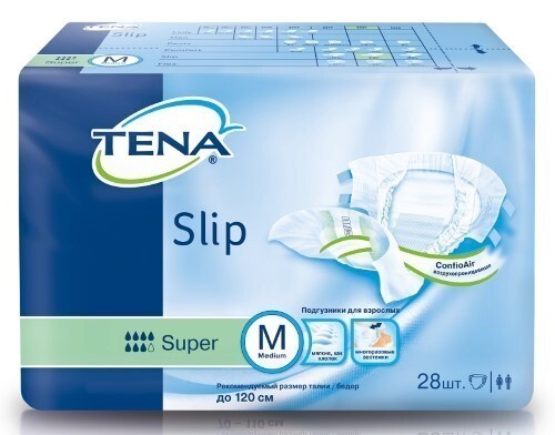 Купить Tena slip super подгузники для взрослых m обхват талии/бедер до 120 см 28 шт. цена