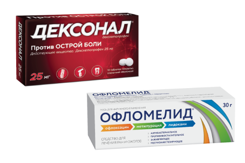 Набор Дексонал таблетки против острой боли + Офломелид мазь для наружного применения 30 гр
