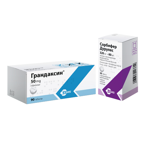 Набор СОРБИФЕР ДУРУЛЕС 0,32+0,06 N30 ТАБЛ ПРОЛОНГ ВЫСВОБ П/ПЛЕН/ОБОЛОЧ + ГРАНДАКСИН 0,05 N90 ТАБЛ по специальной цене