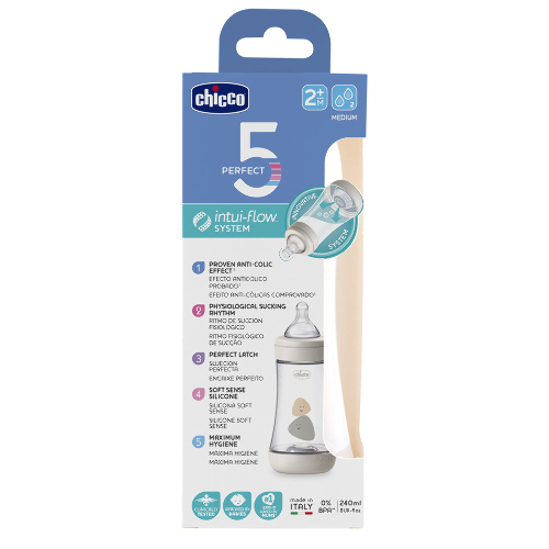 Chicco perfect 5 бутылочка полипропиленовая+соска силиконовая 2+ 240 мл