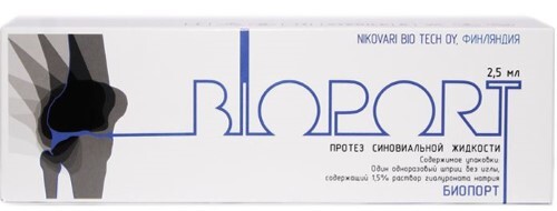 Купить Биопорт протез синовиальной жидкости 1,5% 2,5 мл 1 шт. шприц цена