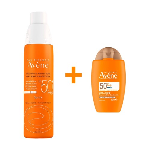 Набор AVENE СПРЕЙ СОЛНЦЕЗАЩИТНЫЙ SPF50+ 200МЛ + AVENE ФЛЮИД-ПЕРФЕКТОР ДЛЯ ЛИЦА СОЛНЦЕЗАЩИТНЫЙ УЛЬТРАЛЕГКИЙ SPF50+ 50МЛ