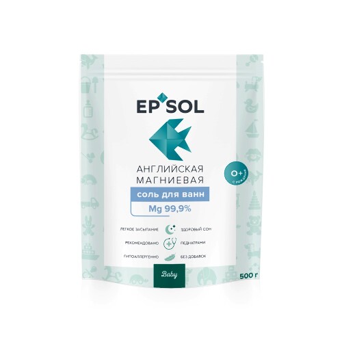 Купить Epsol baby соль для ванн английская магниевая расслабляющая с 0 лет 500 гр цена