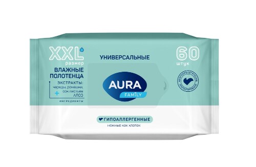 Купить Aura полотенца влажные family универсальные 60 шт. цена