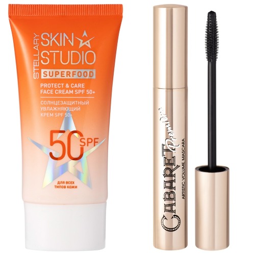 Набор Stellary skin studio крем солнцезащитный увлажняющий spf50+ 40мл и Vivienne Sabo тушь для ресниц cabaret premiere тон 1 9м