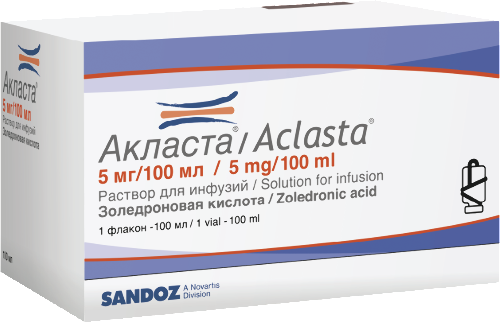 Купить Акласта 0,005/100 мл 1 шт. флакон раствор для инфузий 100 мл цена