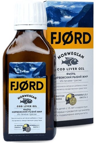 Купить Fjord норвежский рыбий жир из печени трески со вкусом лимона 200 мл цена