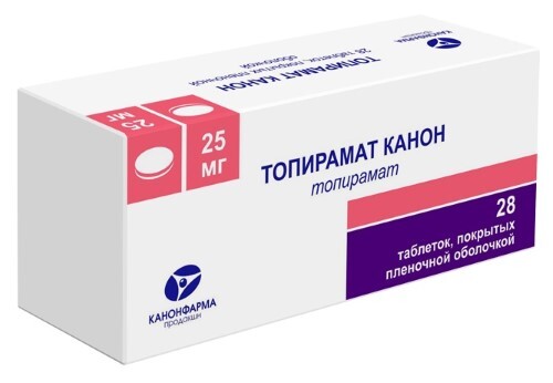 Топирамат канон 25 мг 28 шт. таблетки, покрытые пленочной оболочкой