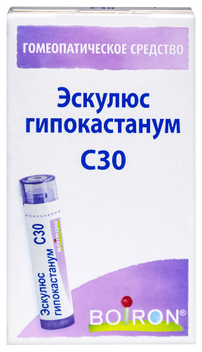 Купить Эскулюс гипокастанум с30 гомеопатический монокомпонентный препарат растительного происхождения 4 гр гранулы гомеопатические цена