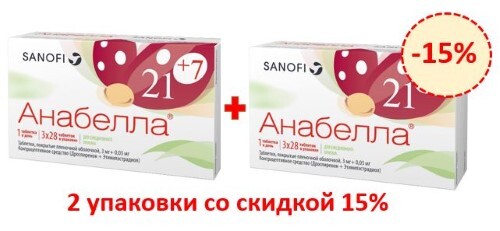 Купить Анабелла 3 мг + 30 мг 84 шт. таблетки, покрытые пленочной оболочкой цена