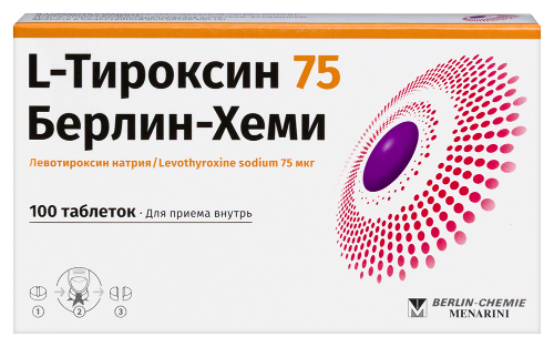 L-тироксин 75 берлин-хеми 75 мкг 100 шт. таблетки
