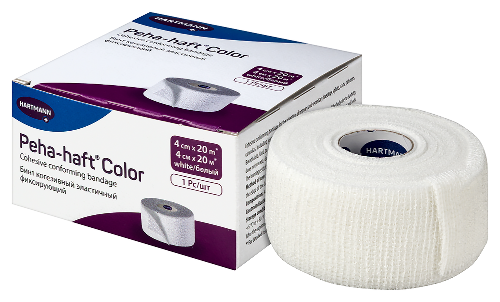 Бинт peha-haft color 4 смх20 м/белый когезивный эластичный фиксирующий