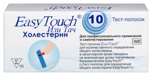 Тест-полоски easy touch для определения общего холестерина 10 шт.