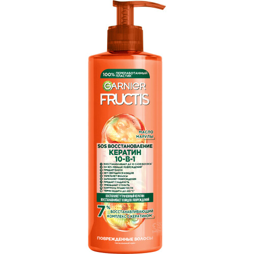 Купить Garnier fructis sos восстановление кератин 10 в 1 крем несмываемый 400 мл цена