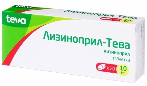 Купить Лизиноприл-тева 10 мг 20 шт. таблетки цена