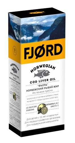 Fjord норвежский рыбий жир из печени трески со вкусом лимона 100 мл