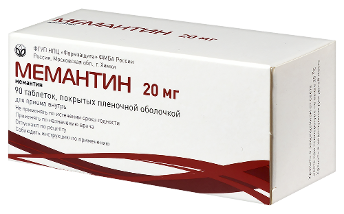 Мемантин 20 мг 90 шт. таблетки, покрытые пленочной оболочкой