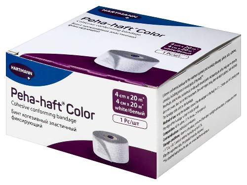 Бинт peha-haft color 4 смх20 м/белый когезивный эластичный фиксирующий