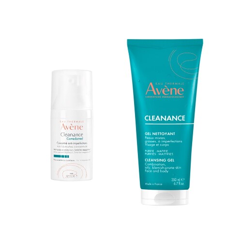 Набор AVENE КЛИНАНС КОМЕДОМЕД КОНЦЕНТРАТ Д/ПРОБЛЕМН КОЖИ СКЛОННОЙ К АКНЕ 30МЛ + AVENE КЛИНАНС ГЕЛЬ ОЧИЩАЮЩИЙ МАТИРУЮЩИЙ 200МЛ