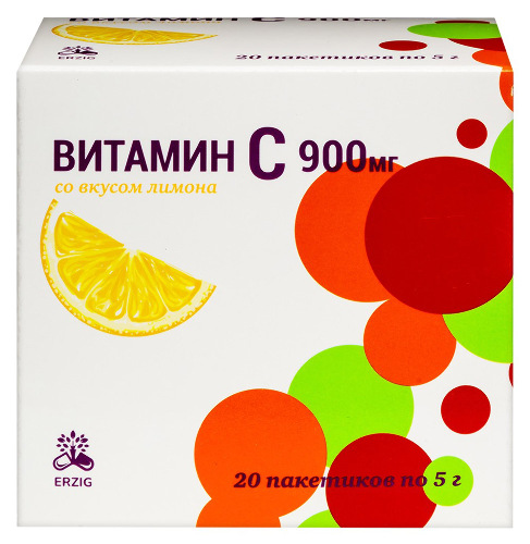 Витамин с 900 мг со вкусом лимона 20 шт. пакет-саше массой 5 гр