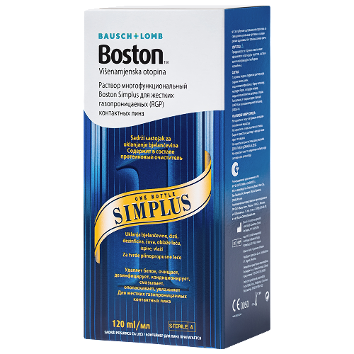 Bausch&lomb раствор многофункциональный boston simplus для жестких газопроницаемых контактных линз 120 мл