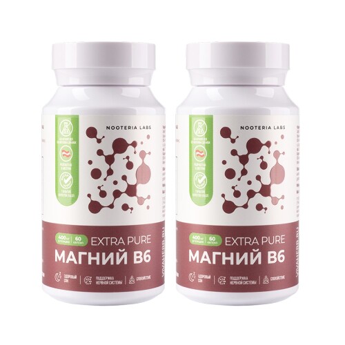Набор из 2х уп. NOOTERIA LABS МАГНИЙ В6 EXTRA PURE N60 капс, по специальной цене