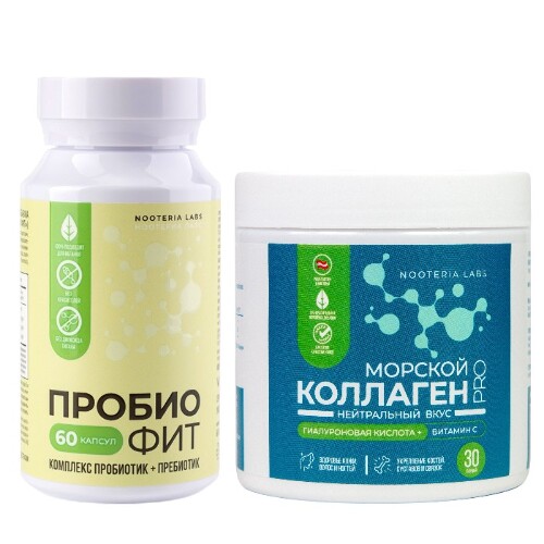 Набор NOOTERIA LABS ПРОБИО ФИТ N60 + МОРСКОЙ КОЛЛАГЕН PRO 150,0 ПОР, со скидкой