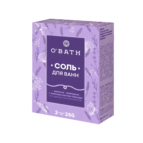 Obath соль для ванн морская природная с эфирным маслом лаванды 500 гр/эркафарм/
