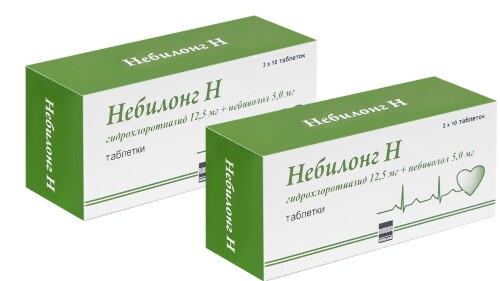 Набор из 2 упаковок Небилонг н 12,5 мг + 5 мг 30 шт. таблетки