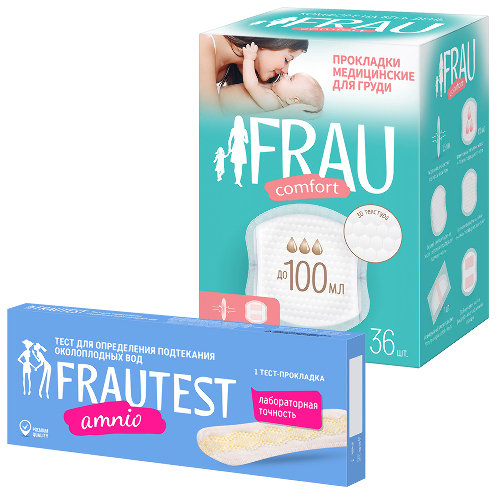 Набор: Тест-прокладка для определения подтекания околоплодных вод Frautest + Frau comfort прокладки для груди
