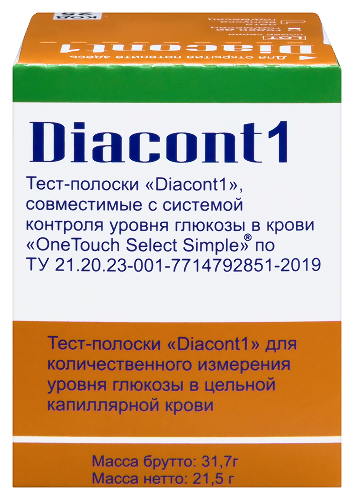 Купить Тест-полоски diacont1 совместимые с системой контроля уровня глюкозы в крови one touch select simple 50 шт. цена