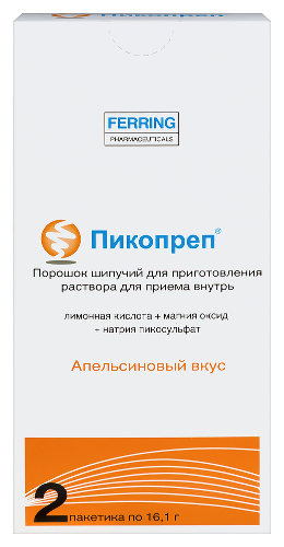 Пикопреп 16,1 гр порошок шипучий для приготовления раствора для приема внутрь 2 шт. вкус апельсин