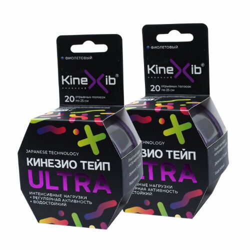 Набор кинезио тейп бинт н/стер адгезивный восстанавливающий Kinexib ultra фиолетовый 5смx5м 2 уп. по специальной цене