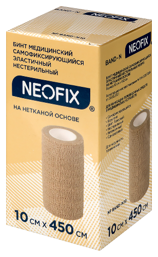 Neofix бинт медицинский самофиксирующийся эластичный нестерильный на нетканой основе 10 смх450 см/телесный