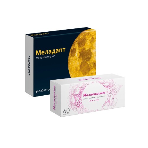 Набор со скидкой Меладапт 3 мг 30 шт и Магнепасит 48 мг + 5 мг 60 шт
