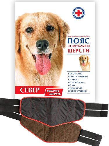 ПОЯС ПОЯСНИЧНЫЙ СОГРЕВАЮЩИЙ ИЗ НАТУРАЛЬНОЙ СОБАЧЬЕЙ ШЕРСТИ