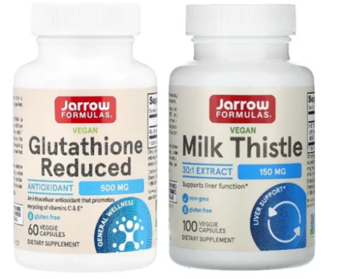 Набор Здоровая печень и детокс: Jarrow formulas глутатион редьюсд 500 мг 60 шт.+Jarrow formulas молочный чертополох 150 мг 100 шт.