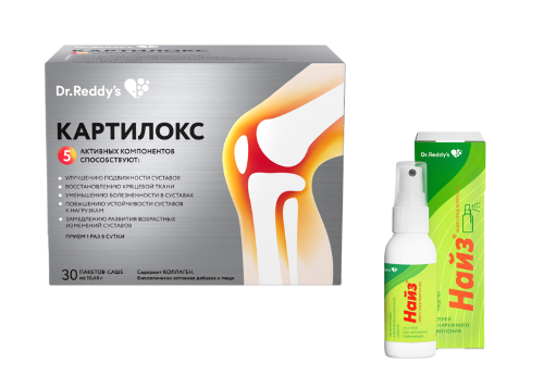 Набор Картилокс пакет-саше 10,45 №30 + Найз 1% флакон спрей д/наруж прим  35 гр со скидкой