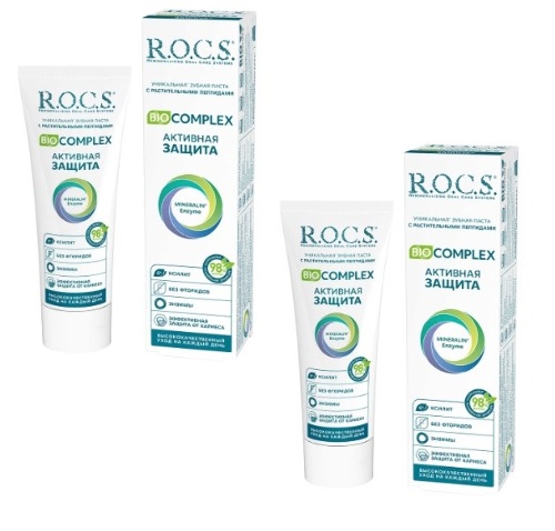 Набор Rocs зубная паста Biocomplex активная защита из 2 уп со скидкой