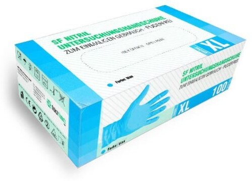 Перчатки диагностические sf gloves нитриловые нестерильные неопудренные 50 пар xl/синий