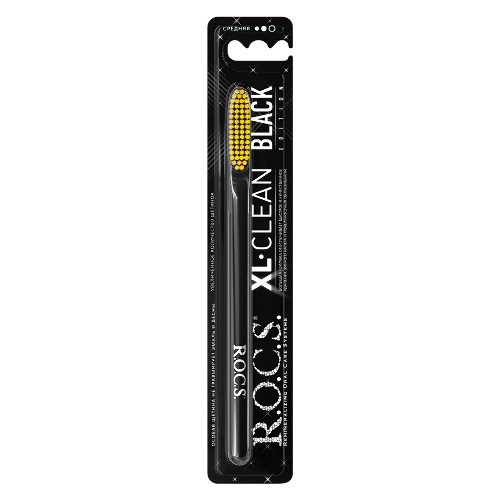 Rocs зубная щетка xl-clean black edition/средняя